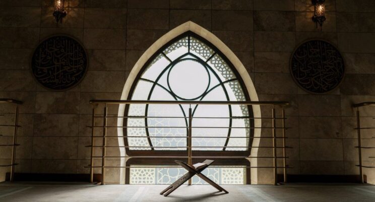 daylight coming from the arch glass window